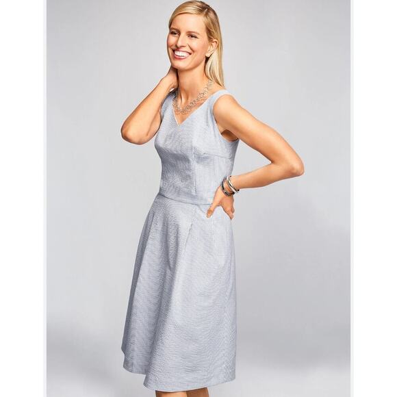 Talbots Seersucker Blue Striped sleeveless dress - Picture 1 of 7